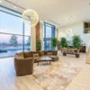 Duplex apartment with a living area downstairs and bedrooms on the upper floor