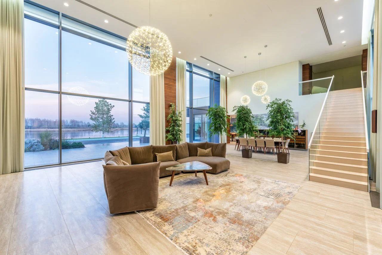 Duplex apartment with a living area downstairs and bedrooms on the upper floor
