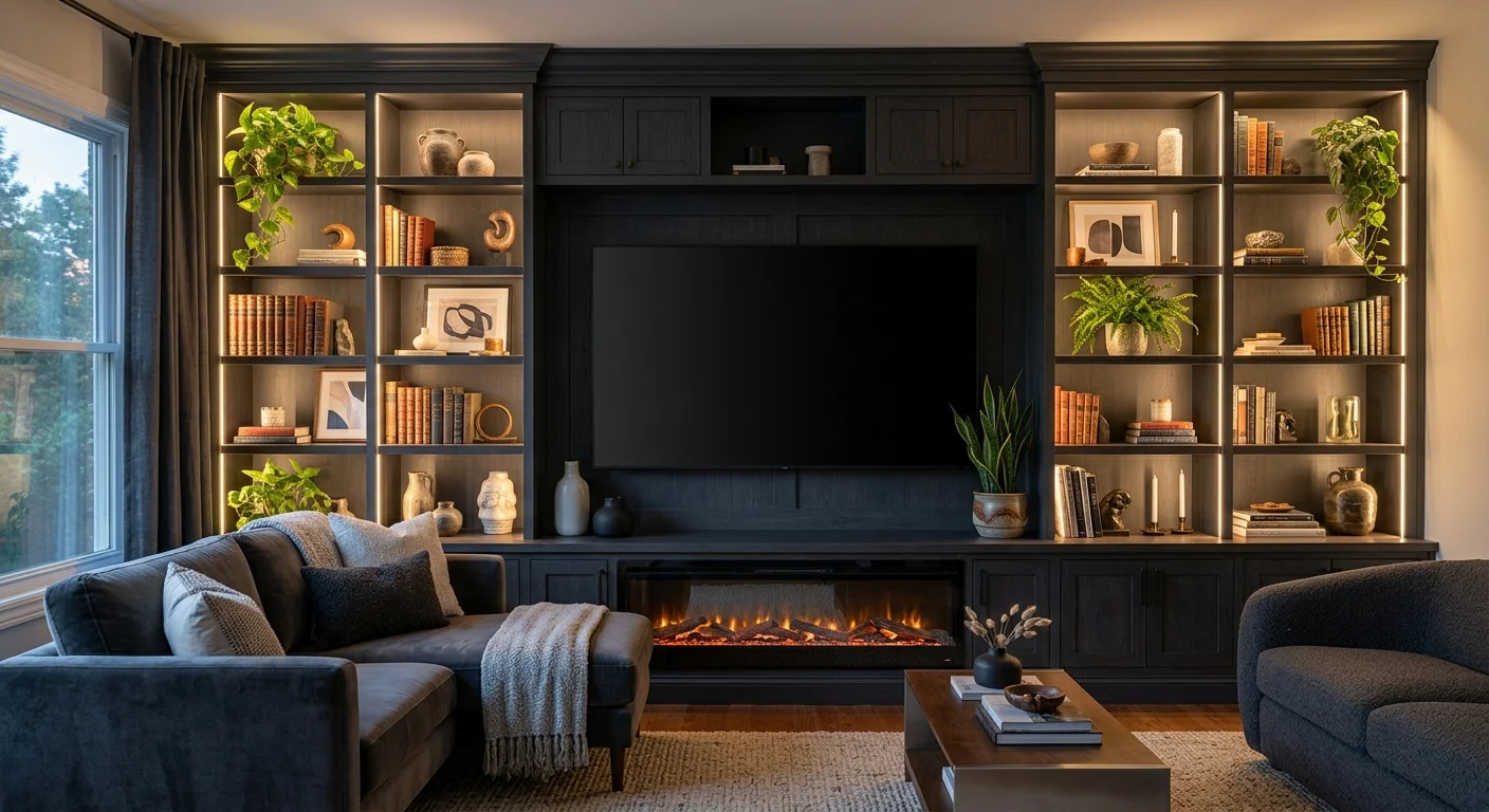 Dark Charcoal Statement Media Wall