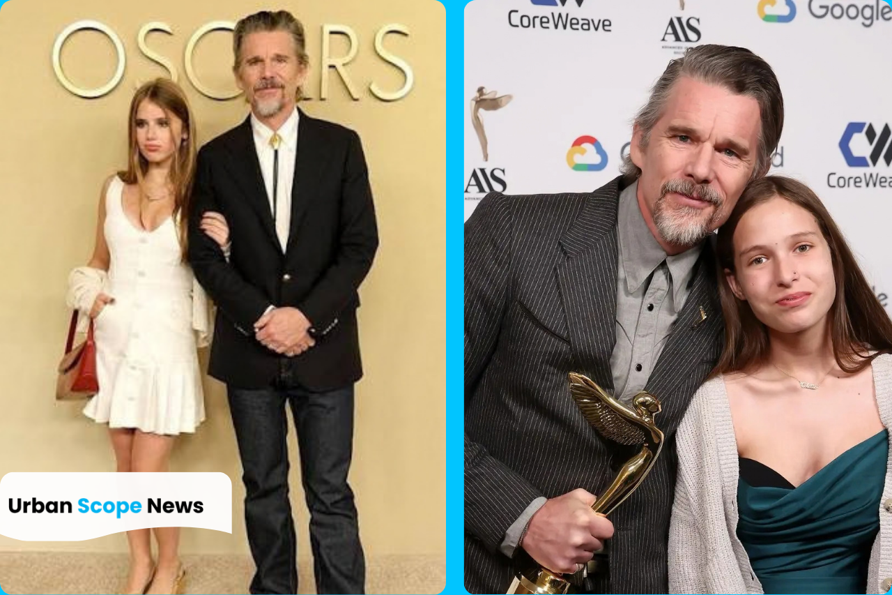 Ethane Hawke makes rare red carpet appearance with daughter Clementine.