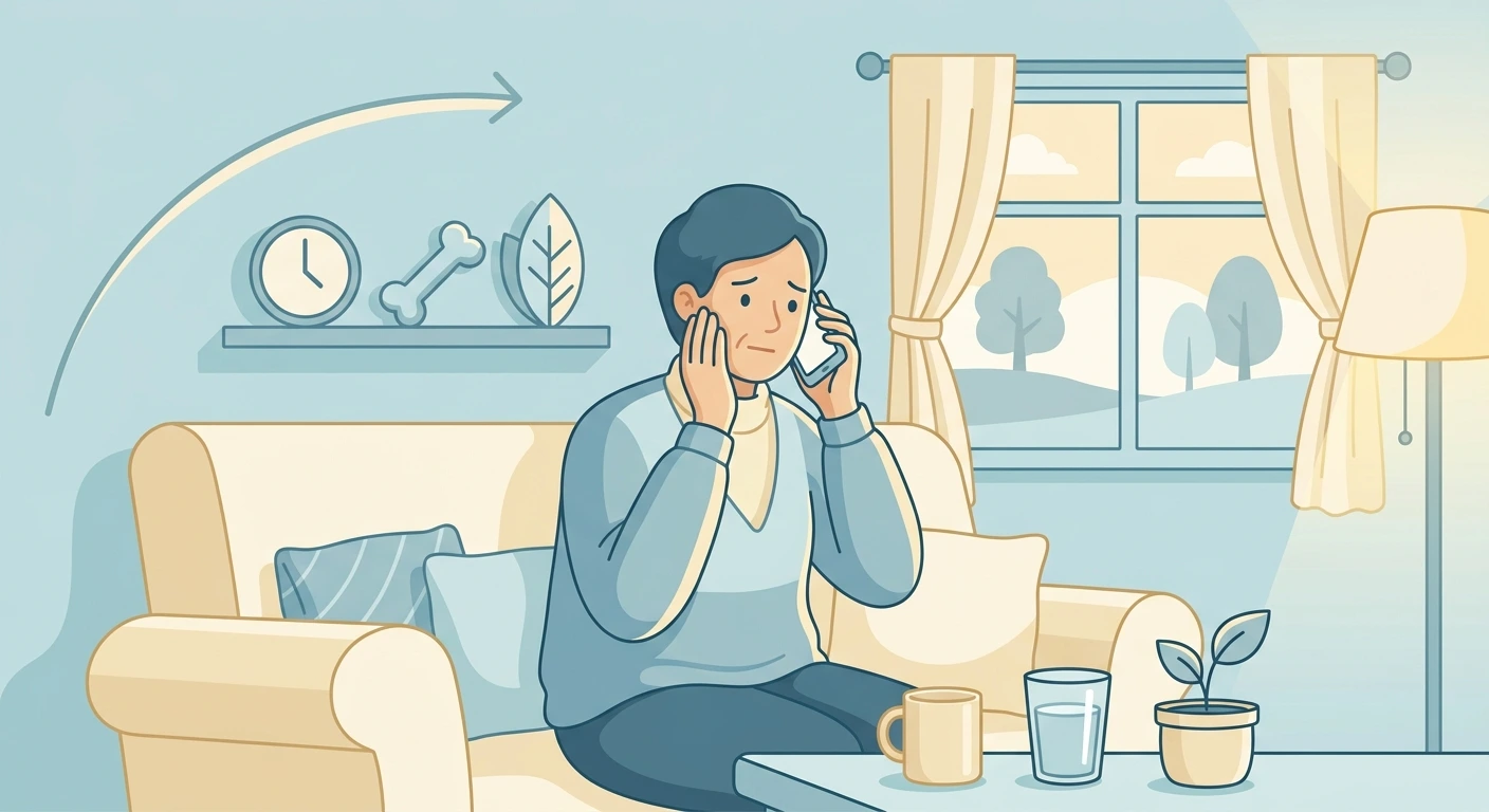 Person calling their dentist from home after noticing worsening pain following a tooth extraction